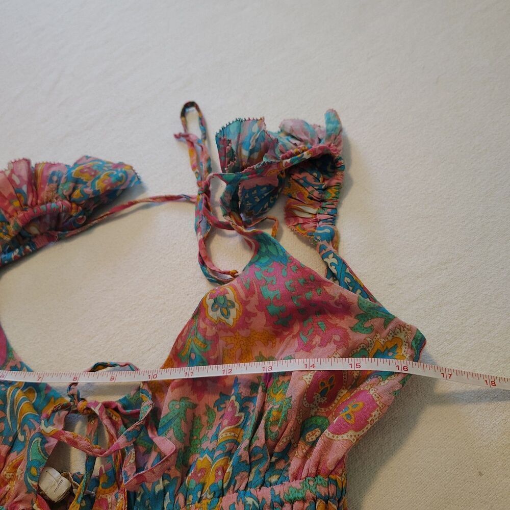 Love The Label Paisley Wide Leg Jumpsuit S Anthropologie Tie Front NWT Ruffle - Picture 8 of 10